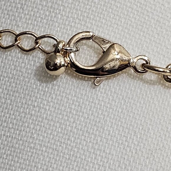 💎Vintage Aquamarine Rhinestones Inlaid Flower Gold Tone Necklace - Picture 7 of 9